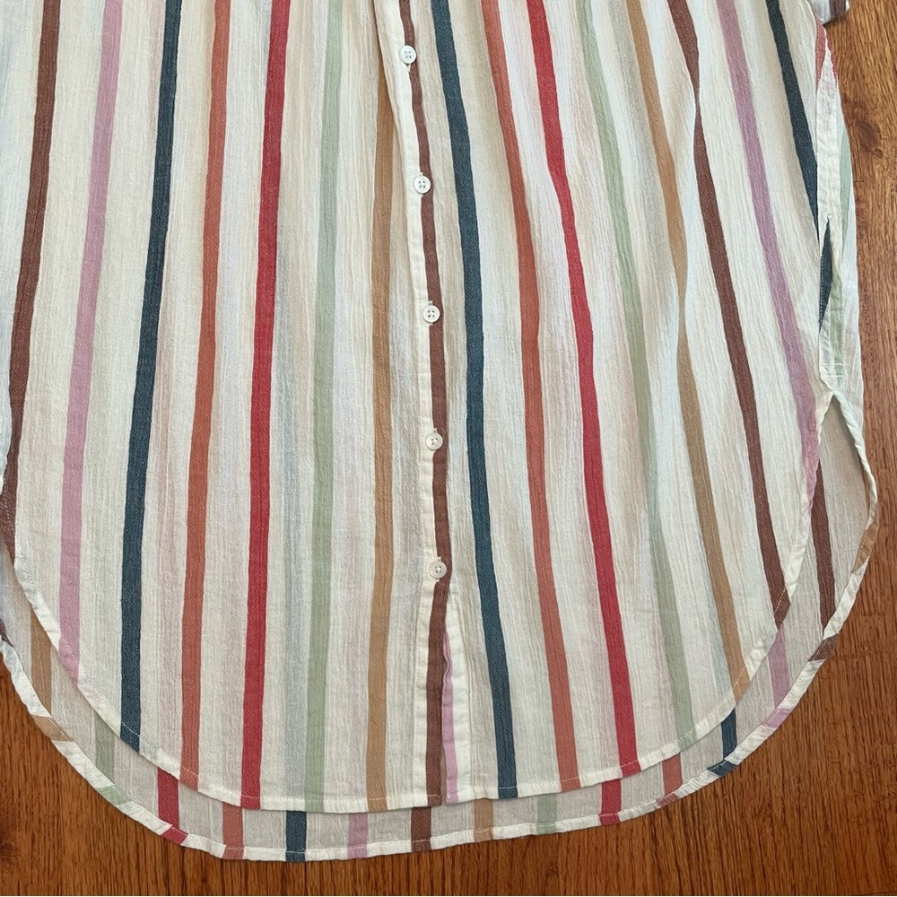Madewell Gauze Central Tunic Shirt in Rainbow Stripe size XXS - Picture 8 of 14